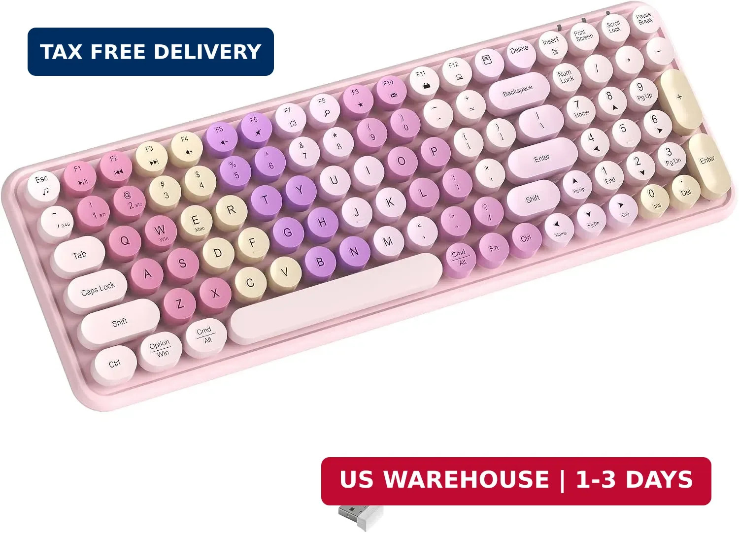 Colorful Wireless Bluetooth Keyboard (Rainbow Pink)