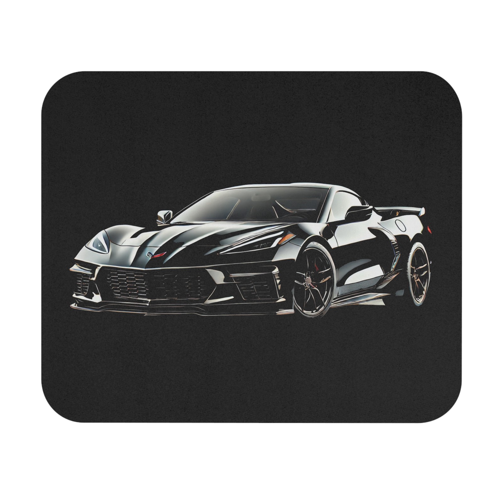 Black Corvette C8 Mouse Pad – Modern American Sports Car Desk Mat