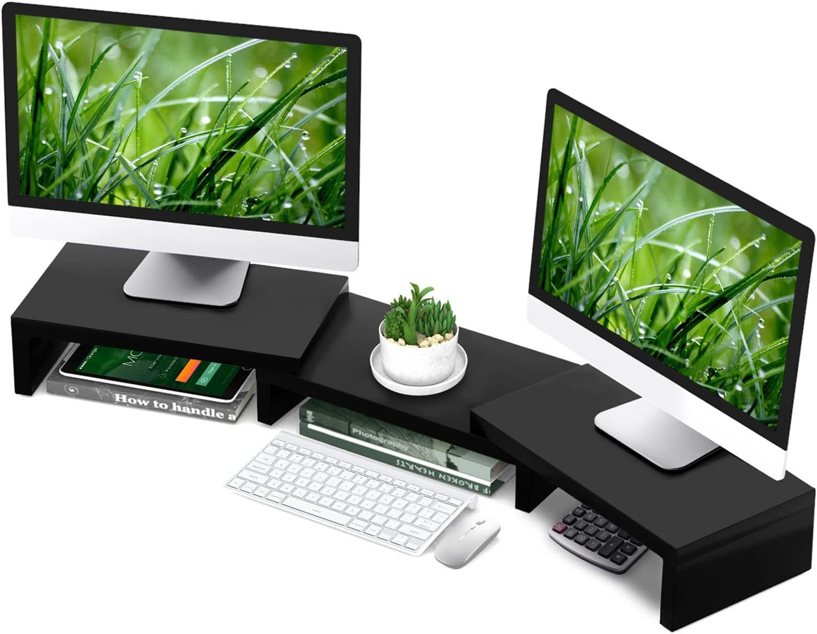 Tavr Monitor Stand Riser Office Desktop Organizer for Two Monitors Adjustable