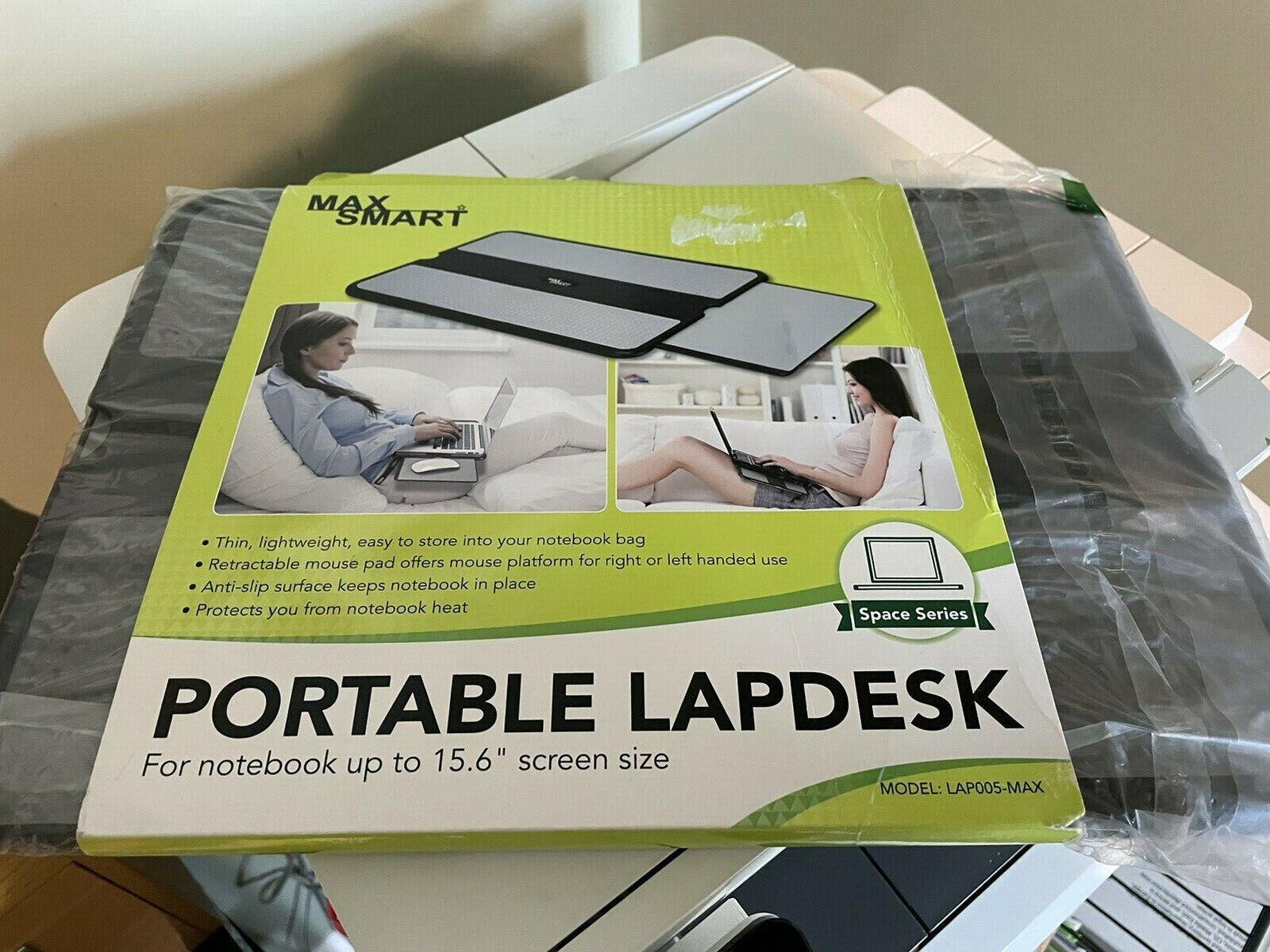 MAX SMART Portable Laptop Lap Pad Desk w/Retractable Mouse Tray NIP