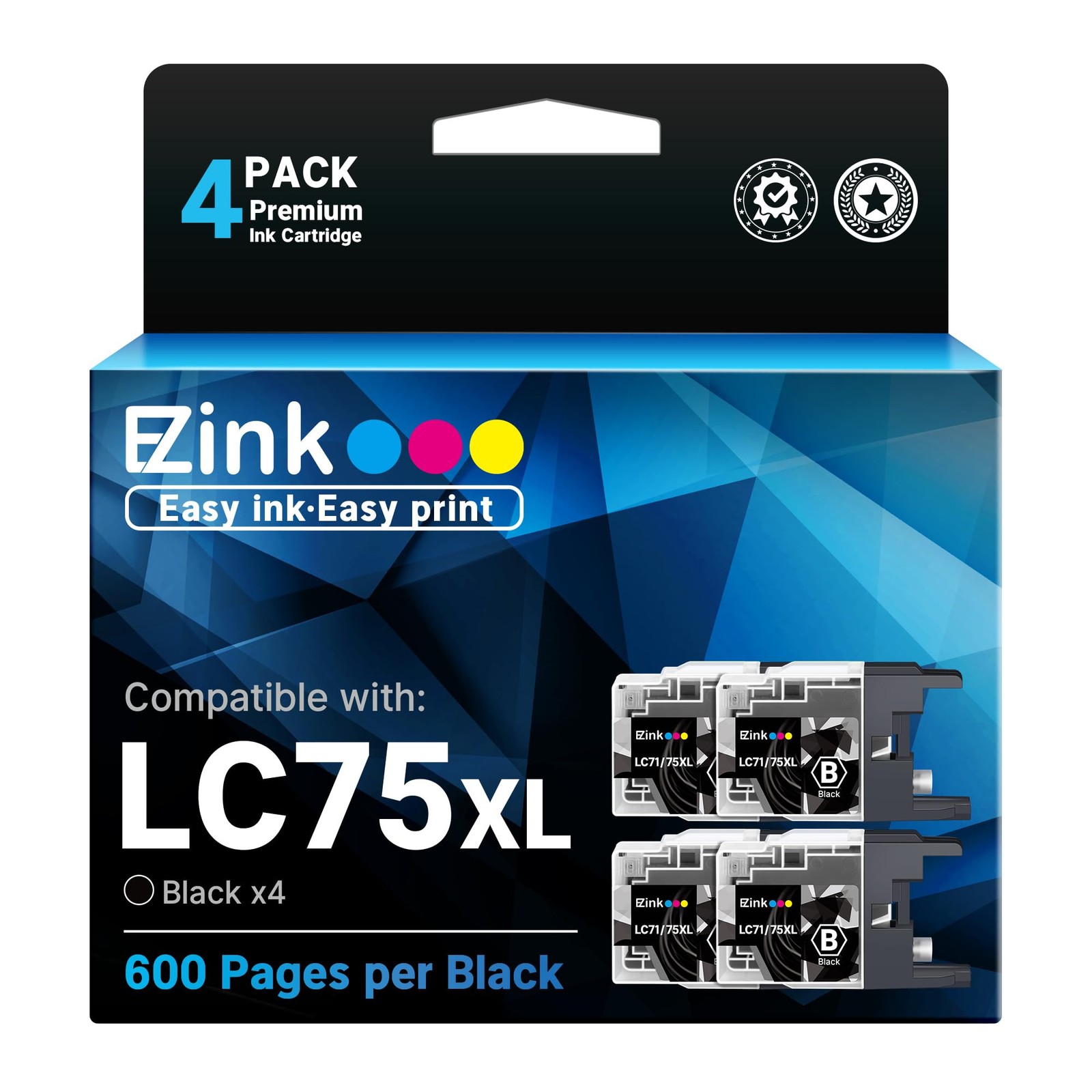 E Z Ink Lc75 Xl Lc71 Xl High Yield Black Ink Cartridges For Brother Printers