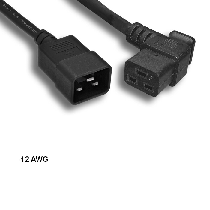 10PCS 10ft 12 AWG Power Cable Right Angled C19 to C20 20A/250V SJT Data Center