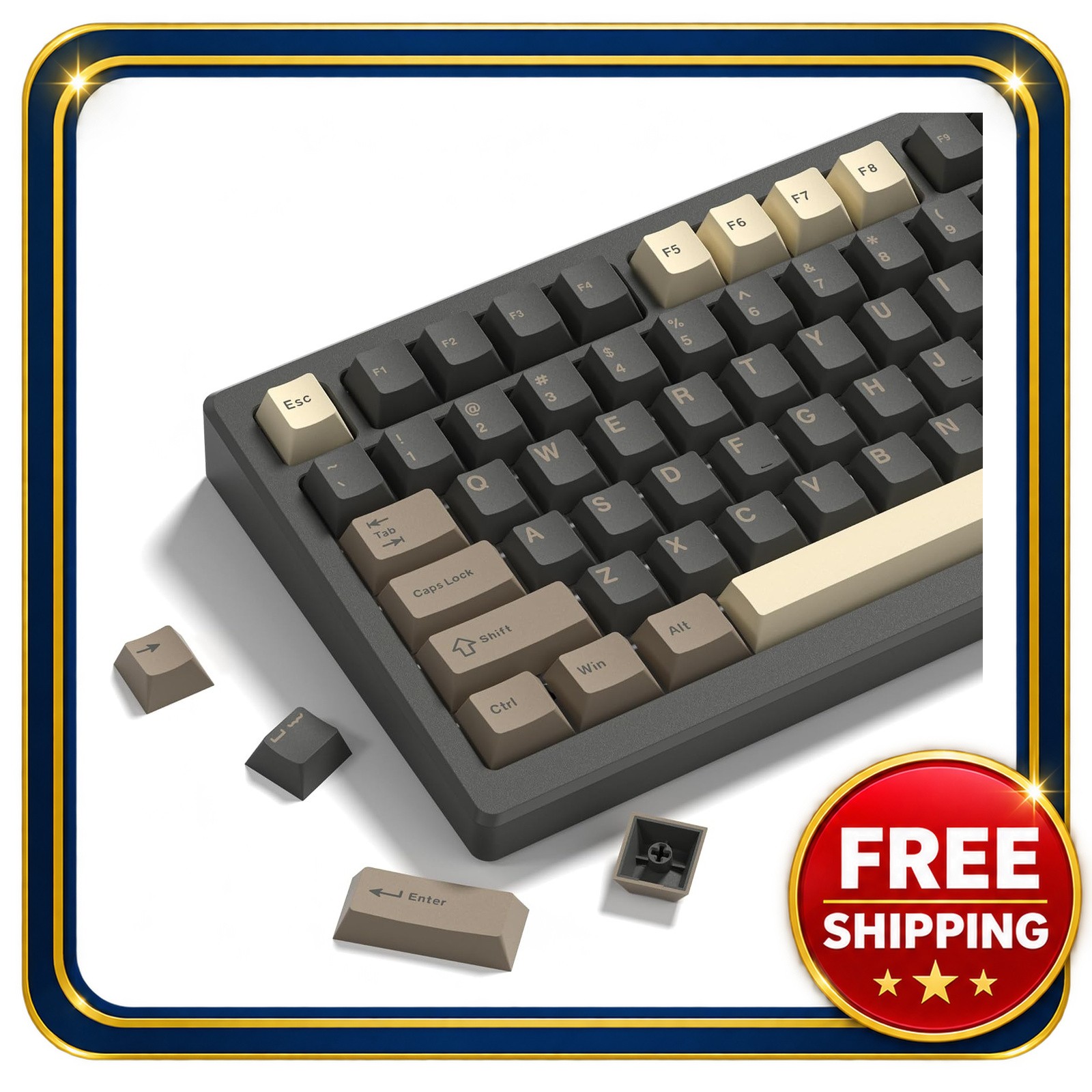 Womier Double Shot PBT Keycaps Set Cherry Profile Vintage Grey 132 Keys