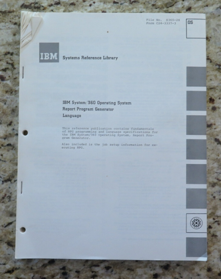 Vintage IBM System / 360 Operating System / RPG Language Dated 1968 / 1969