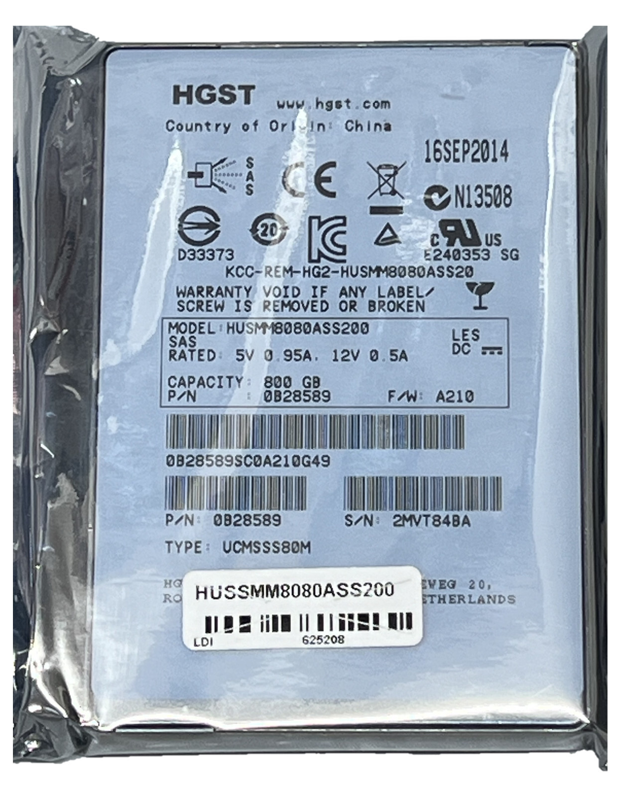 Hitachi 800G 2.5" SAS SATA Server Solid State Hard Drive HUSSMM8080ASS20 0B28589
