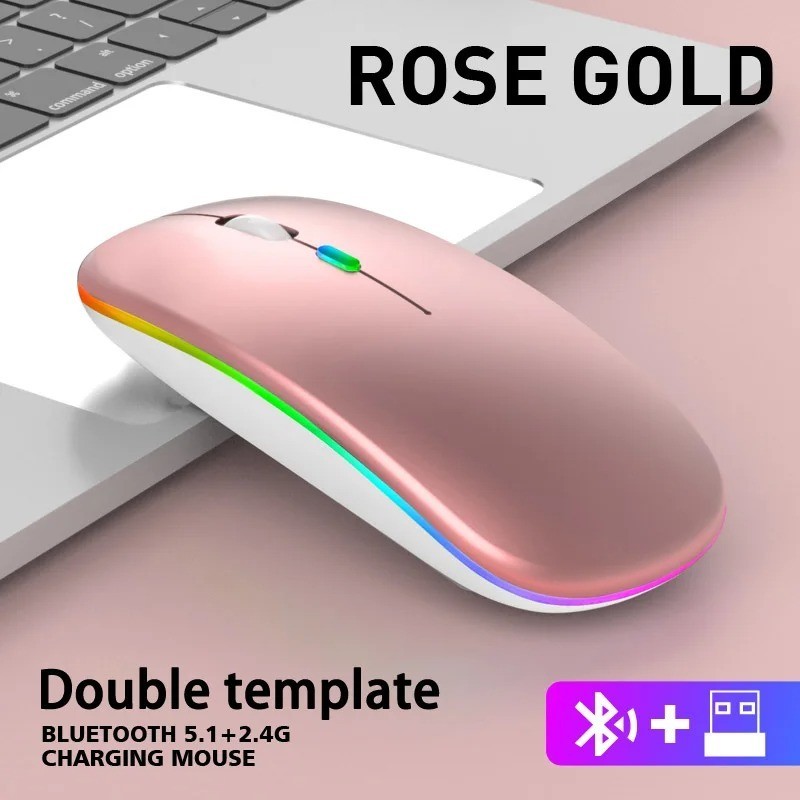 2.4GHz Wireless Optical Mouse USB Rechargeable RGB Cordless Mice For PC Laptop