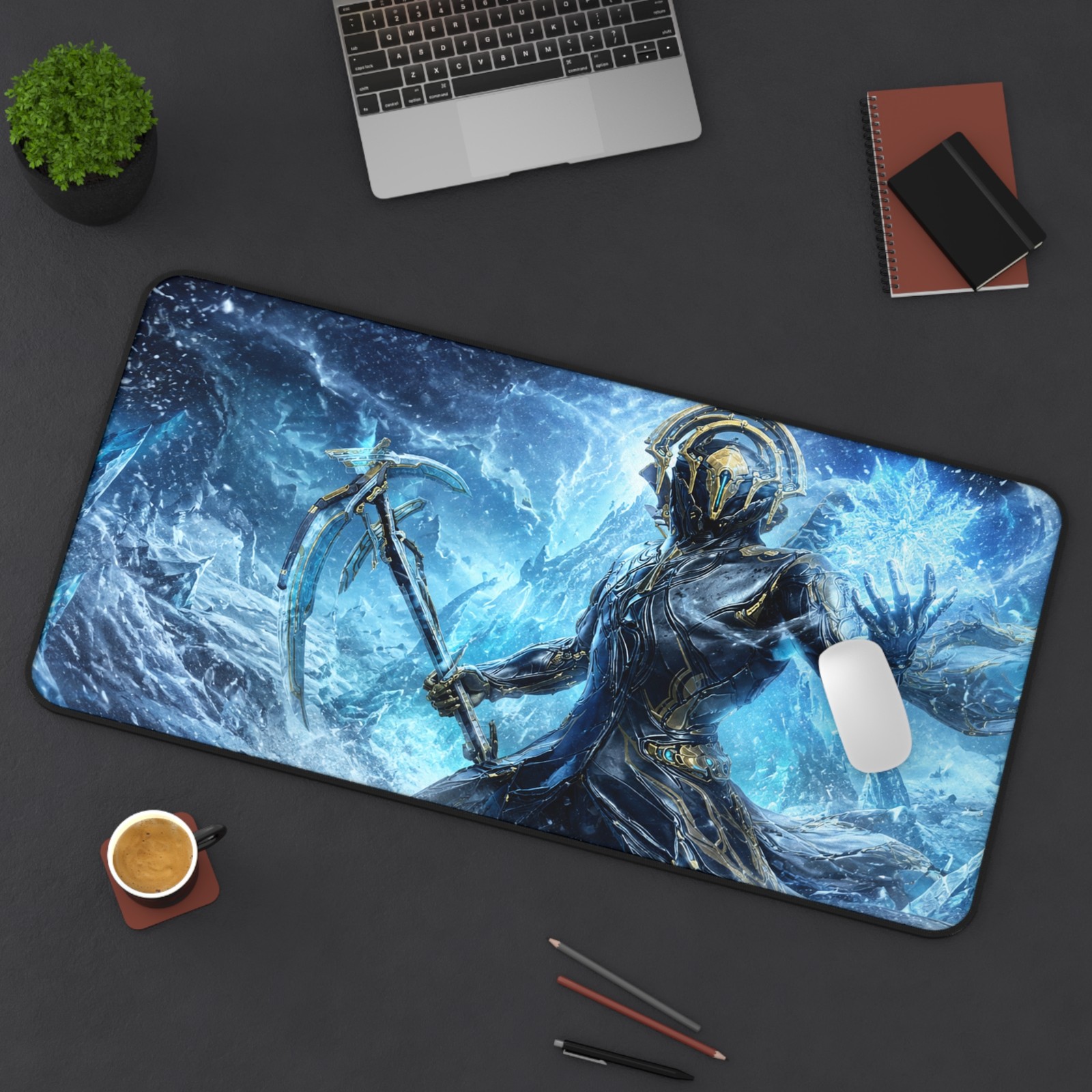 Frost Prime Warframe winter theme desk mat | Ice Mage