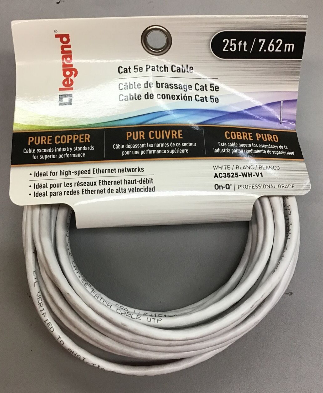 Lot Of 3 Legrand On-Q CAT 5e Patch Cable 25ft (b32)