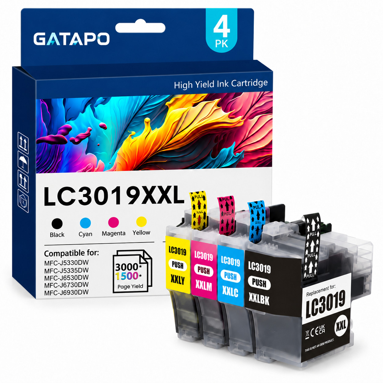 LC3019XXL Ink Cartridges 4PK Combo Set for MFC-J5330DW J5335DW J6530DW J6730DW