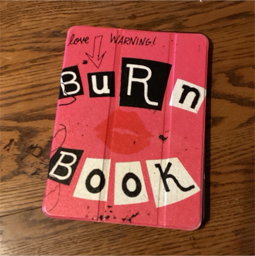 Pink Folding Folio Case for iPad "Burn Book" Design w/ Integrated Stand