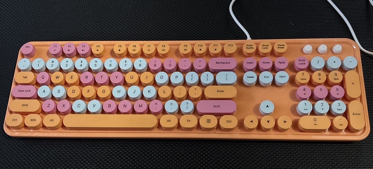 Geezer Retro Keycap Designed Wired Keyboard SK-623 Orange Colorful Click