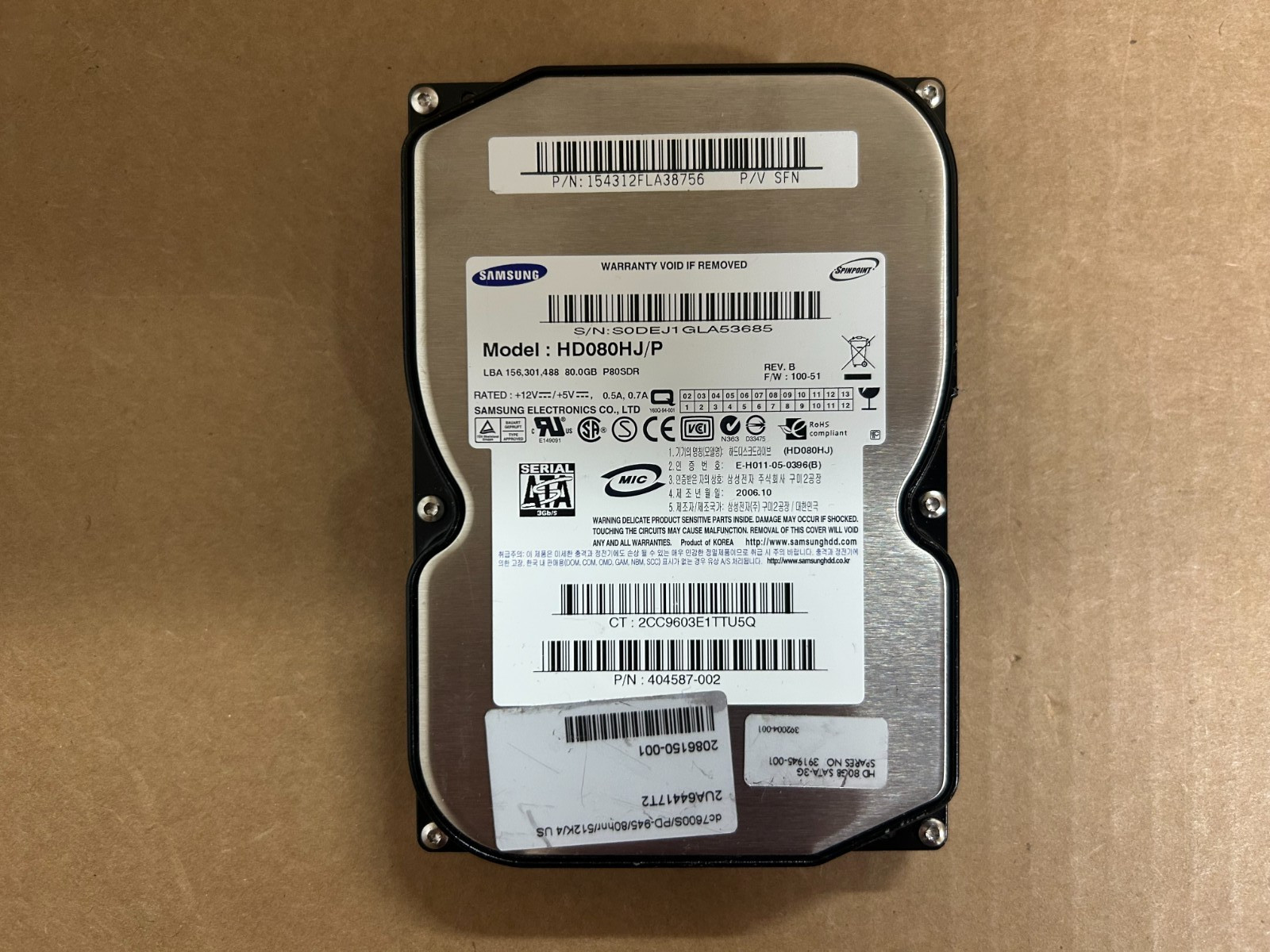 Samsung HD080HJ/P P80SD 80GB 7200 RPM  SATA 3.5" Hard Drive