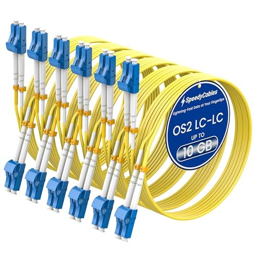 SPEEDYCABLES LC to LC Single Mode Fiber Patch Cable 2M 6-PACK OS2 Yellow 9/125