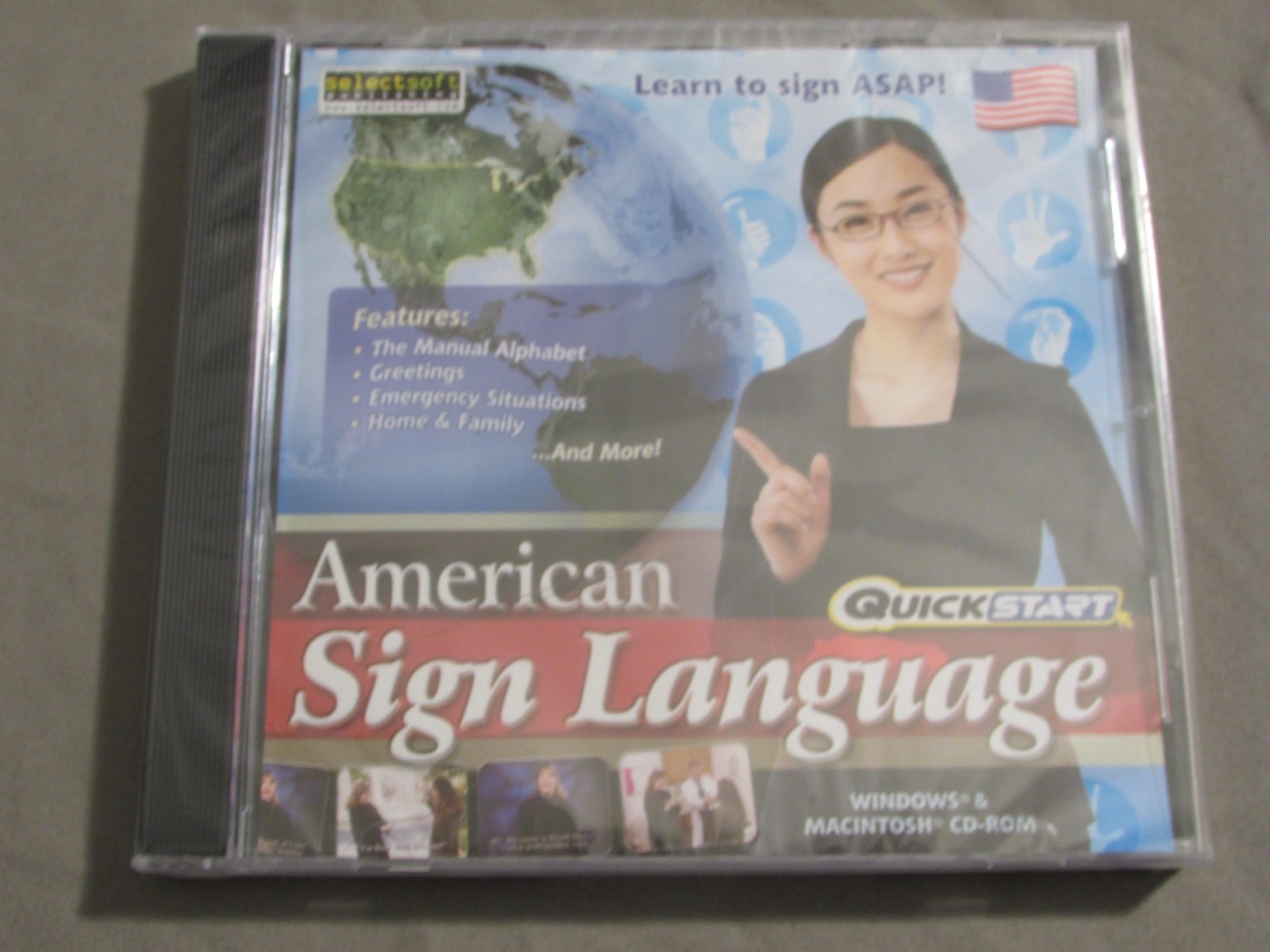 American SIgn Language Quickstart Windows & Macintosh New Sealed CD-ROM XP Vista