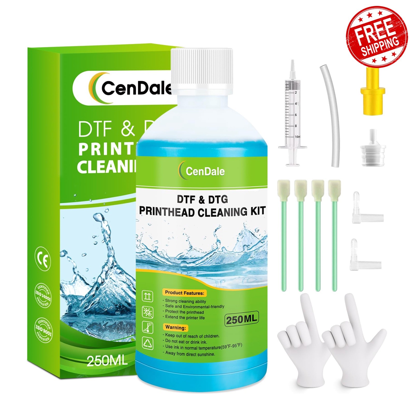 CenDale DTF Cleaning Kit 250ML Universal Print Head Cleaner Solution