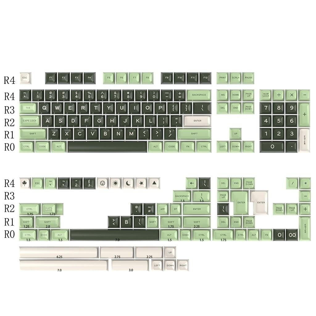 172 Keys SA Profile Double Shot PBT Keycaps Gradient Green For Cherry MX