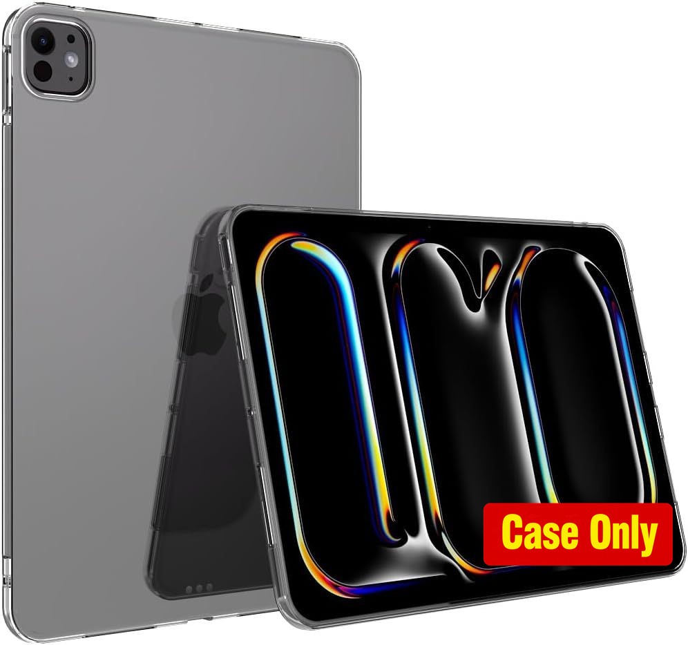 Slim Soft TPU Clear Case for iPad Pro 11 Inch M4 2024, Flexible Protective Cover