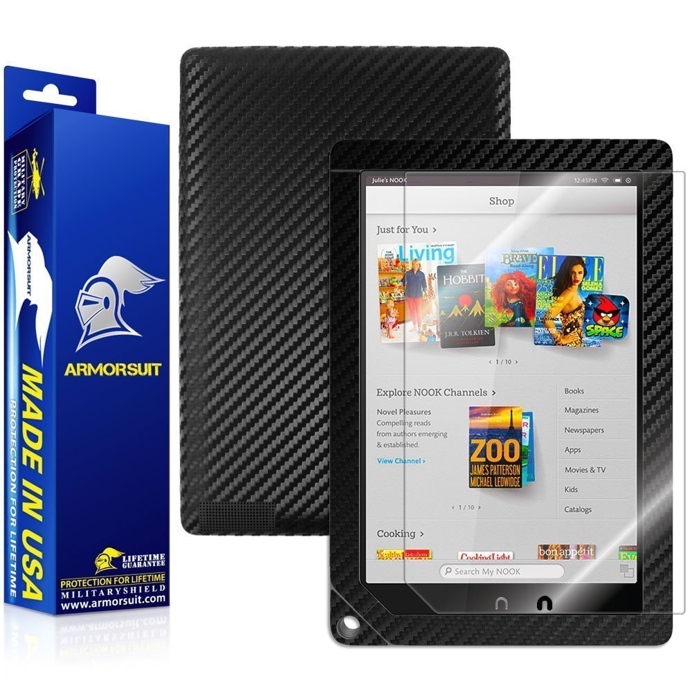 ArmorSuit Barnes & Noble NOOK HD+ 9" Screen Protector + Black Carbon Skin USA