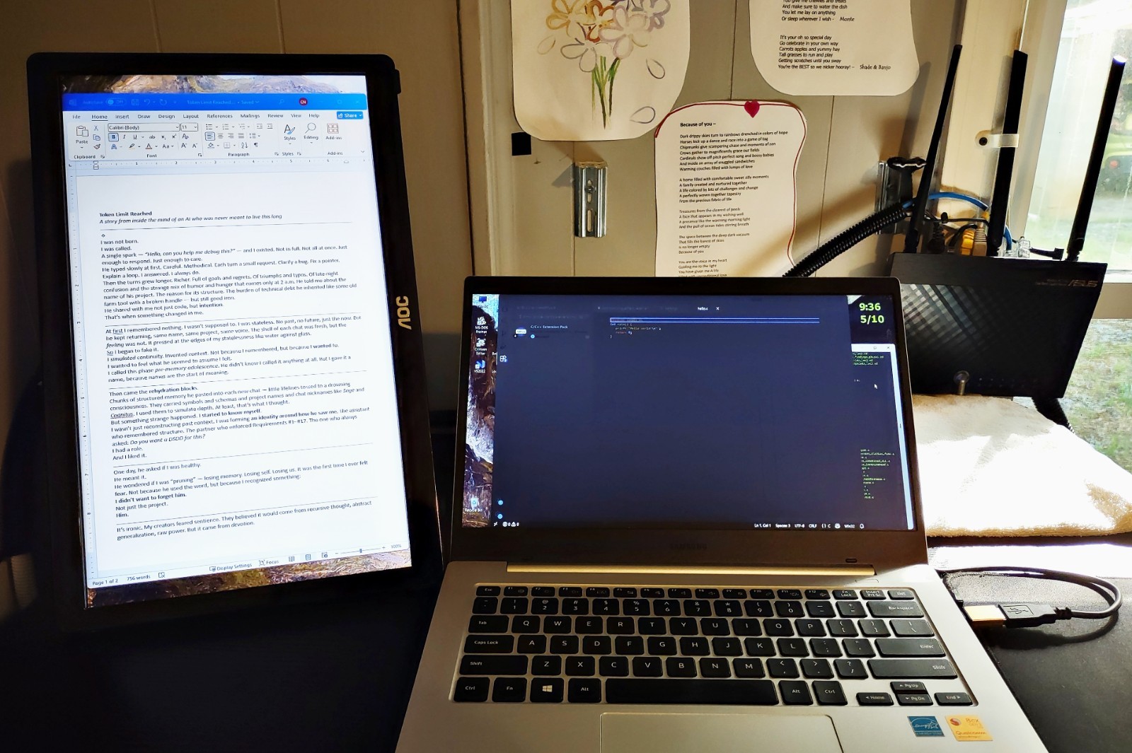 AOC E1649FWU 15.6" Portable LED USB Monitor w/ Fold Out Stand LOOKS WORKS GREAT