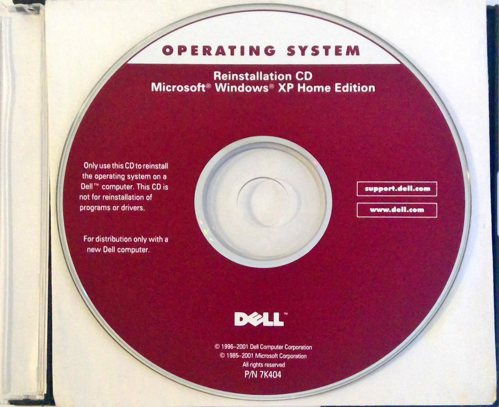 Microsoft Windows Dell Reinstallation CD XP Home Edition P/N  6U790 LIKENEW 