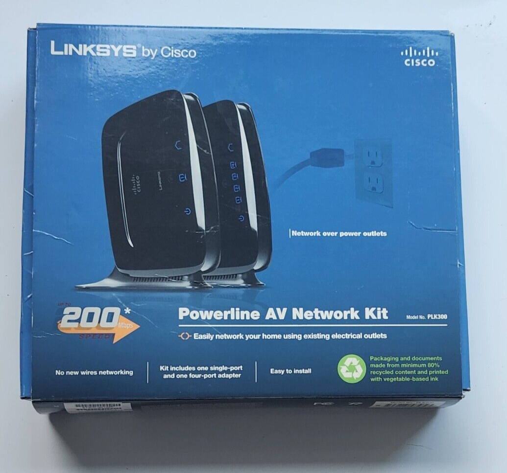 Cisco Linksys PLK300 200Mbps Powerline AV Network Kit
