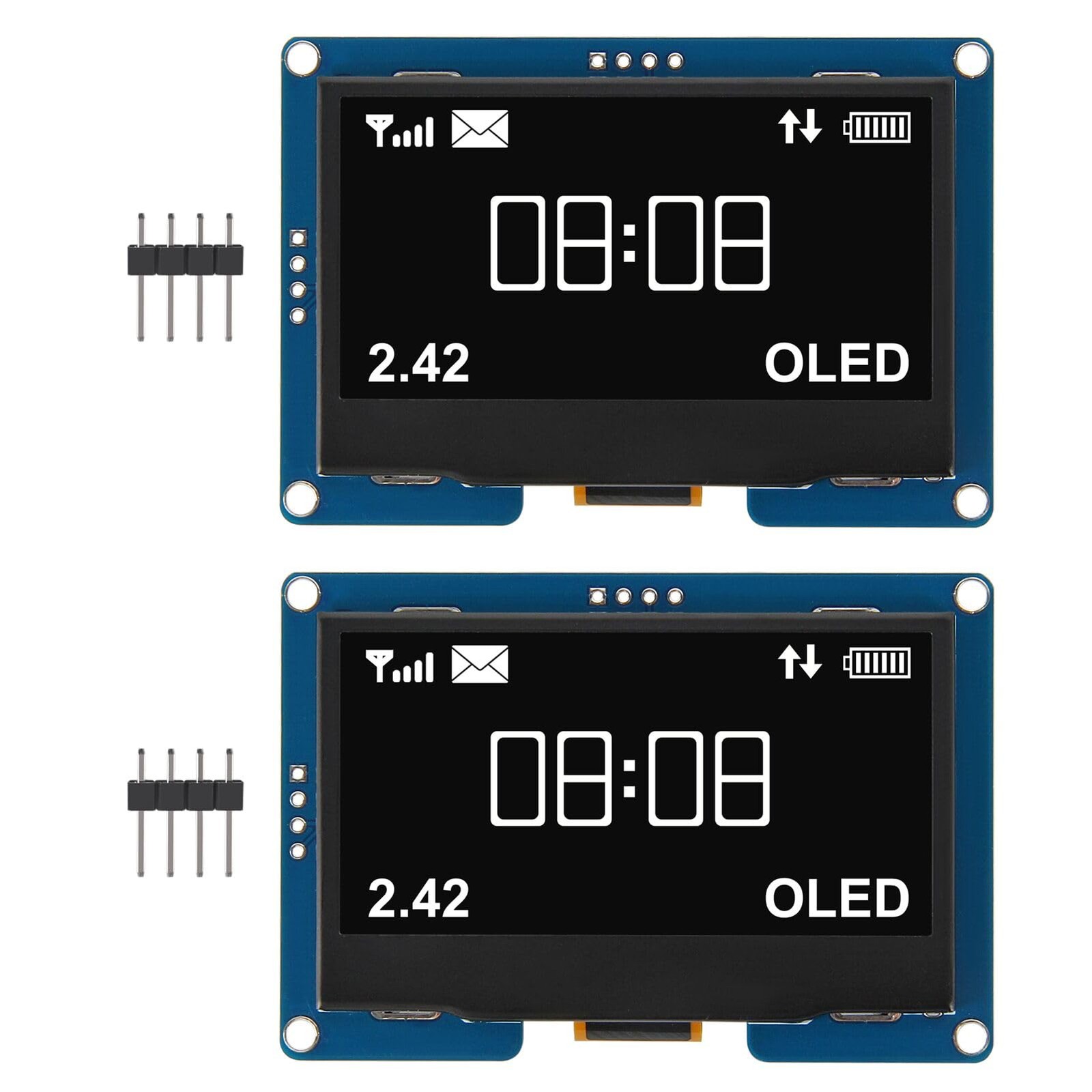 2 PCS 2.42 Inch 128x64 OLED LCD Display Module SSD1309 4 Pin I2C White Light