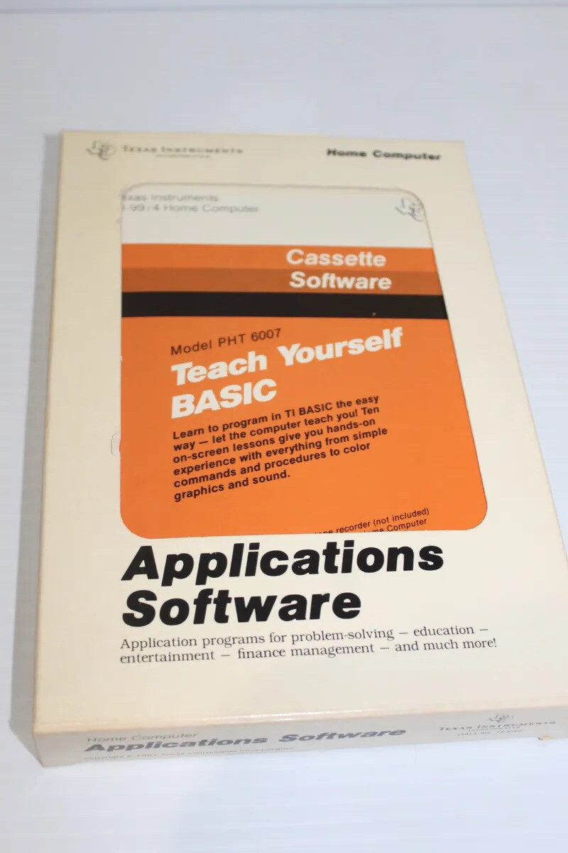 Vintage Texas Instruments Cassette Software Teach Yourself Basic PHT6007
