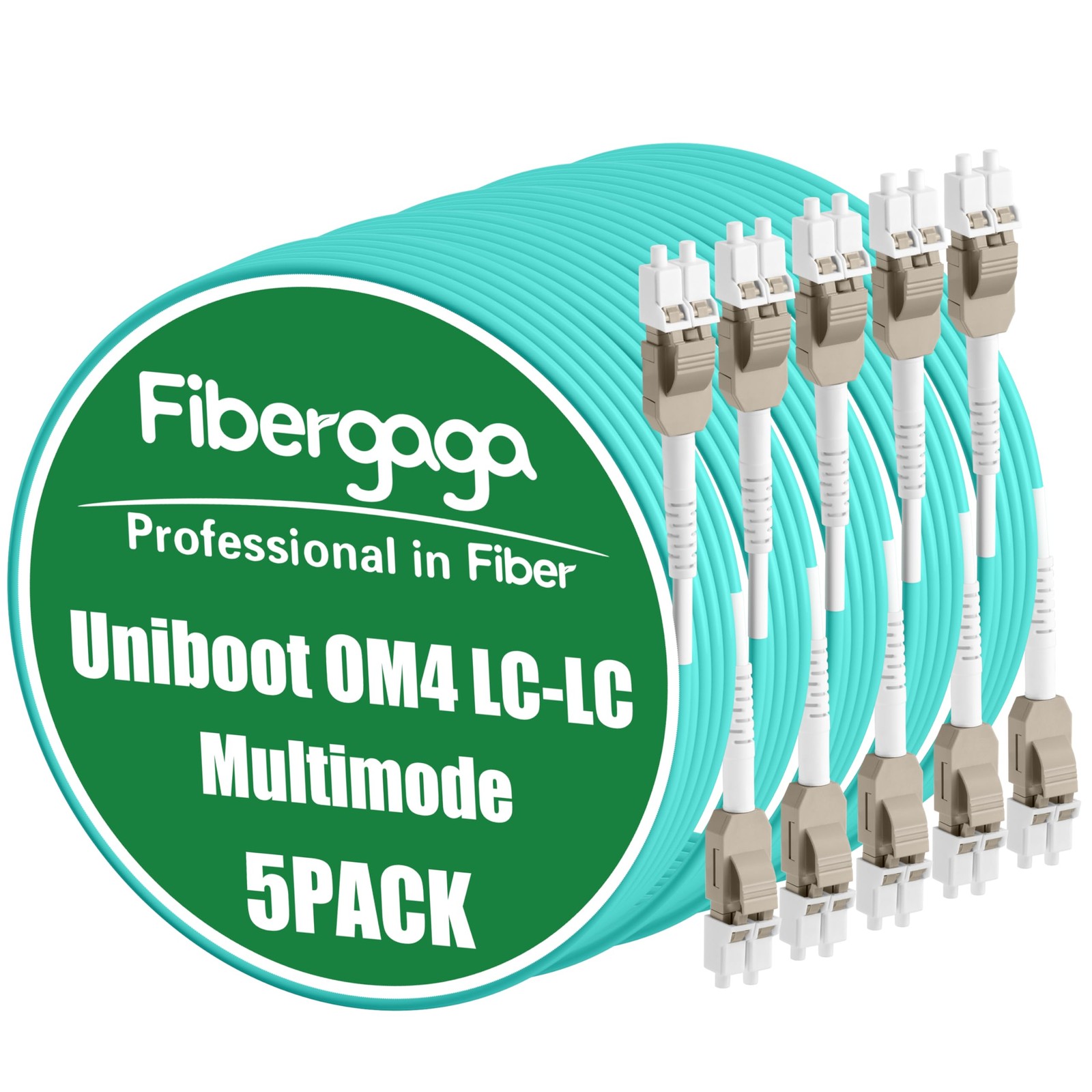5 PCS OM4 LC to LC Fiber Patch Cable Multimode 0.5M 1.6ft 10GB 50/125m Cord