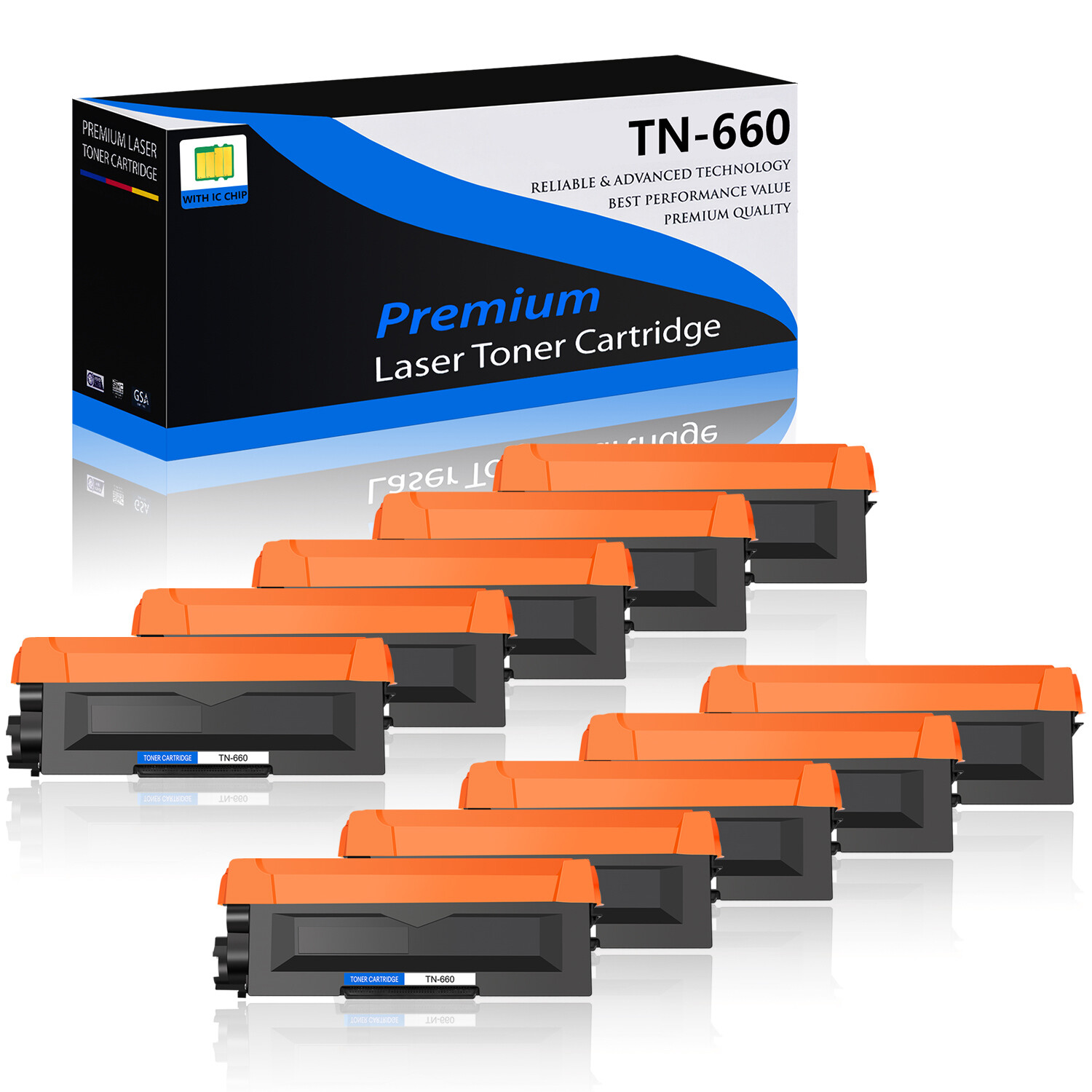 10PK TN660 Toner Cartridge for Brother MFC-L2705DW MFC-L2707DW L2720DW L2740DW