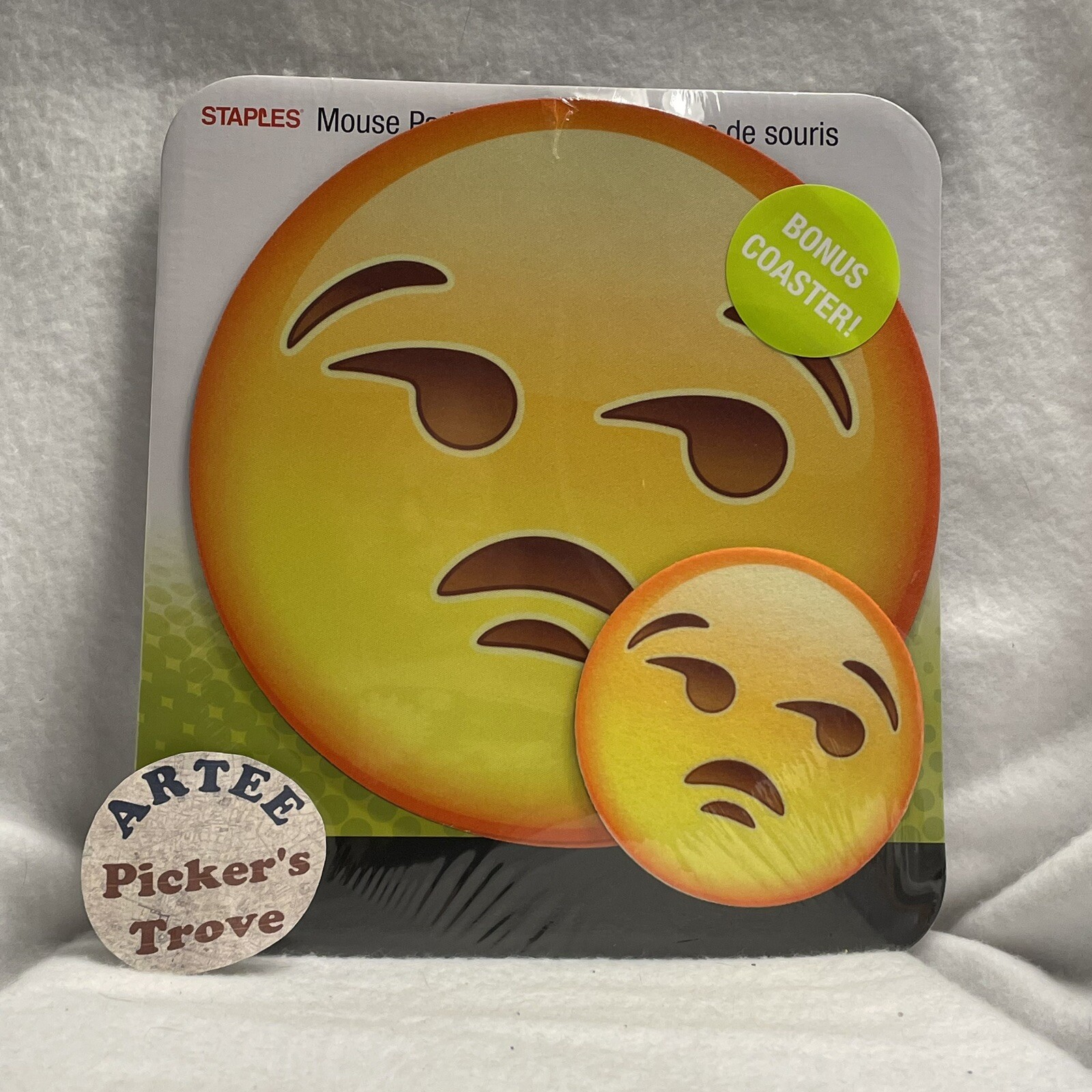 Mouse Pad & Coaster, Emoji, "Disapproving", Brand NEW & Sealed