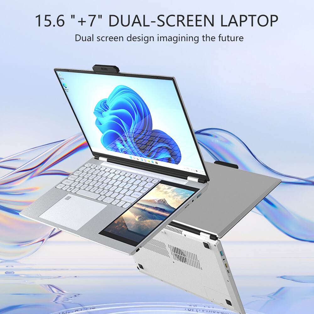 CHEAP FAST Windows 11 Laptop 15.6+7inch Dual Screen 16GB Ram 1TB SSD Notebooks