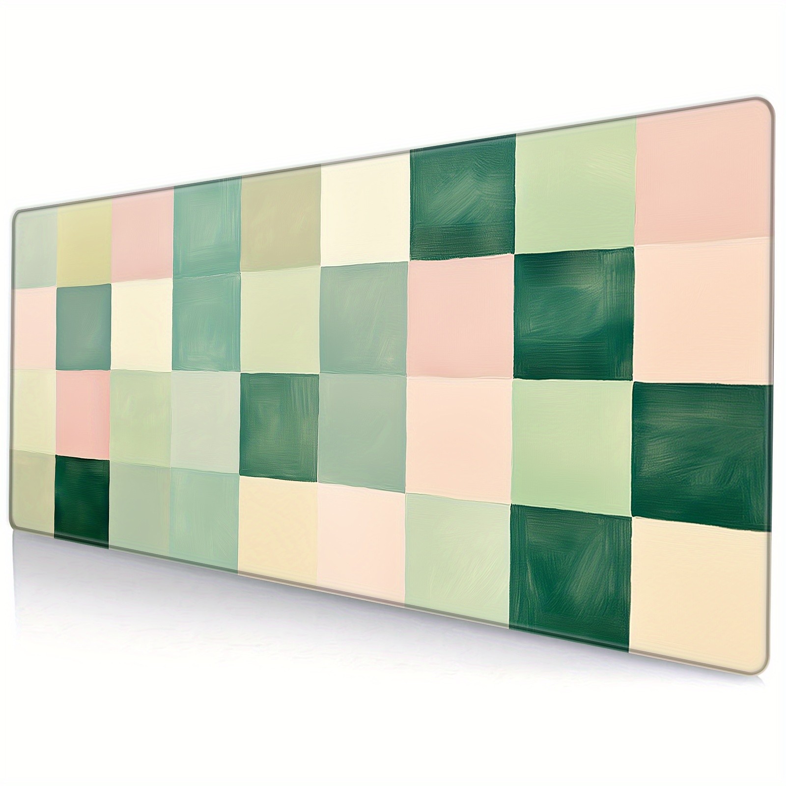 XXL Retro Checkered Desk Mat, Large Anti-Slip Rubber Mouse Pad with Stitched E