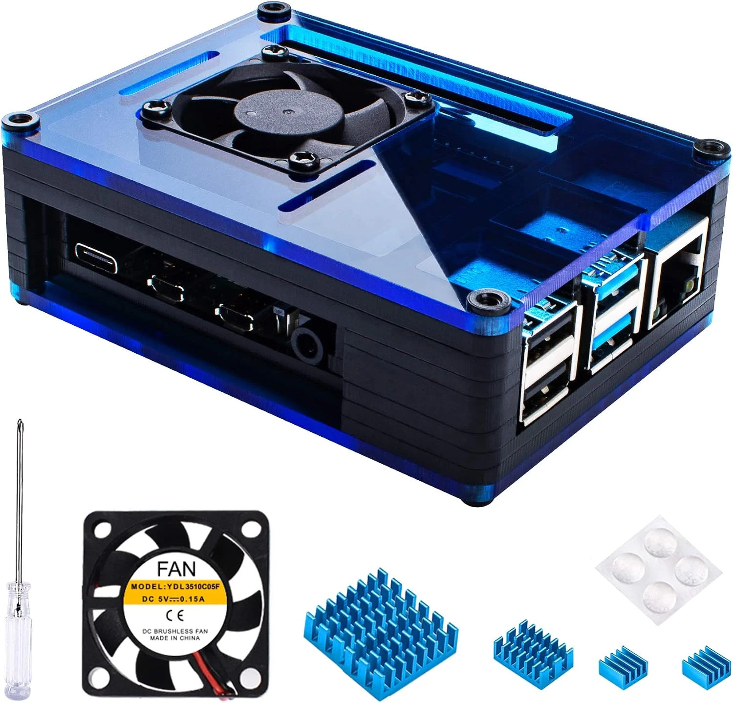 Miuzei Case for Raspberry Pi 4 Model B 4gb with Fan Cooling 4Pcs HeatSinks