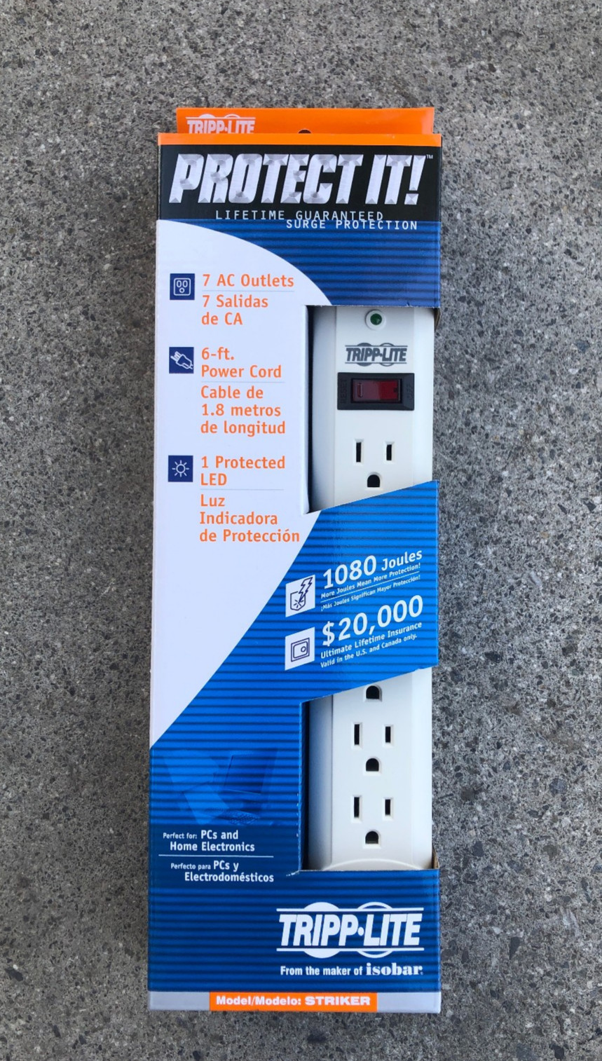 Tripp Lite Protect It 7-Outlet Surge Protector, 6ft. Cord, 1080Joules, LED Diag