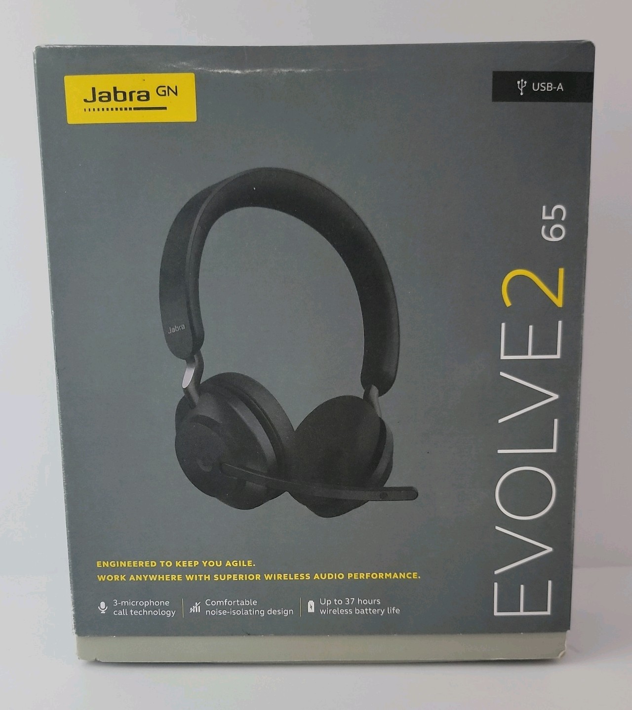 Jabra Evolve2 65 MS Stereo Wireless Headset Link380a USB-A Teams Black Open Box