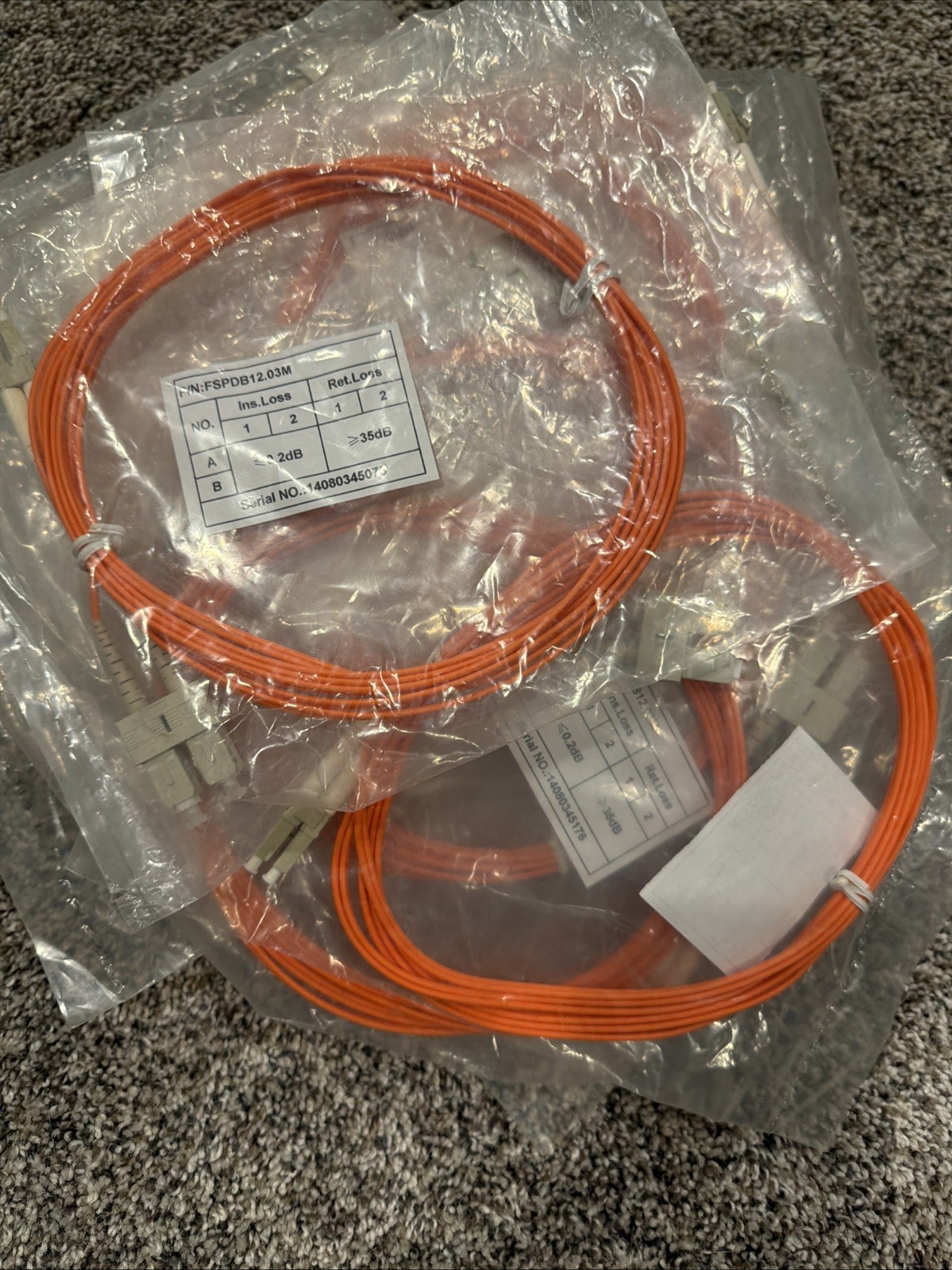 LOT OF 5 - Fiber Patch 3M LC-SC orange Multimode OM1