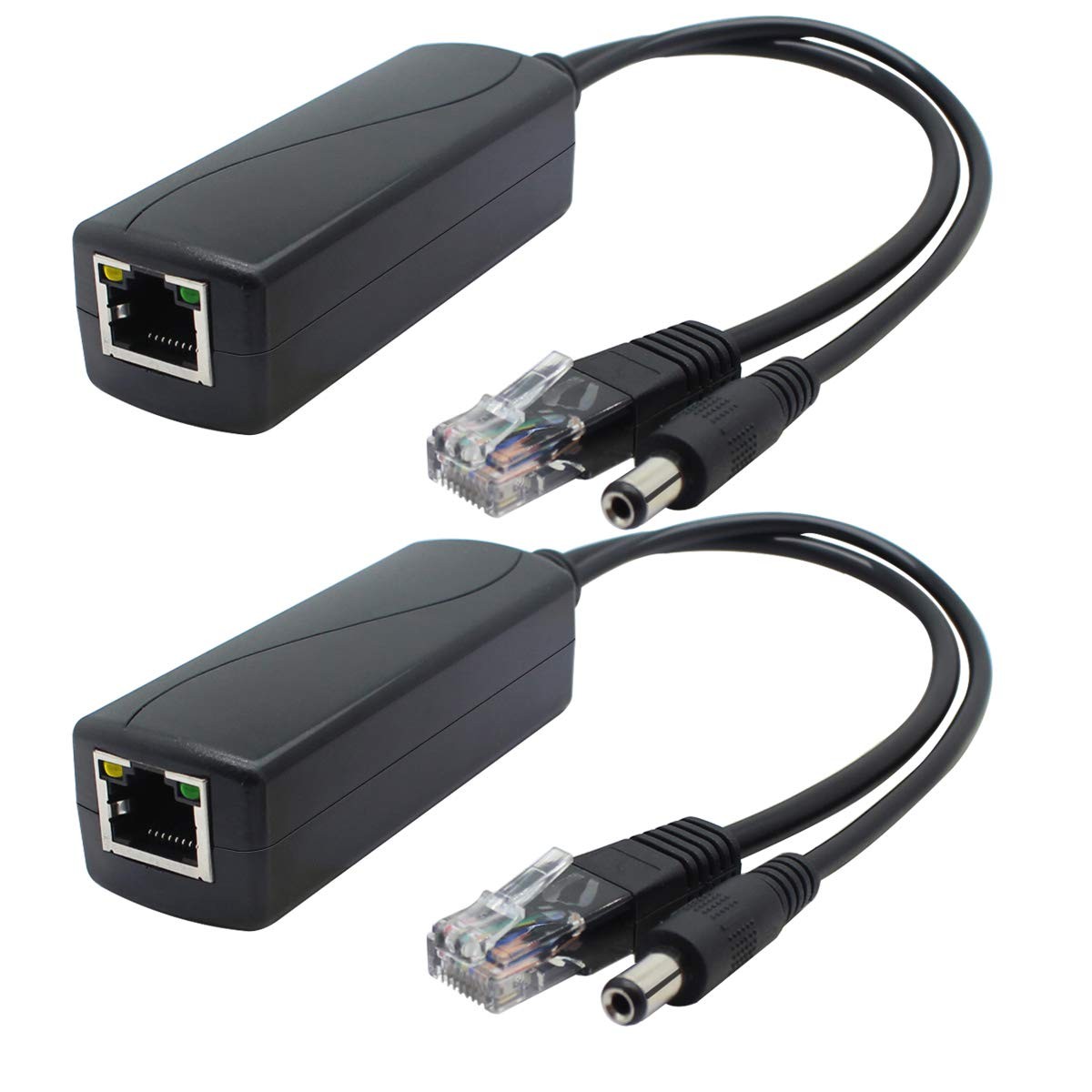 2 PCS Gigabit PoE Splitter 48V To 12V 2A Ethernet Adapter Security Camera