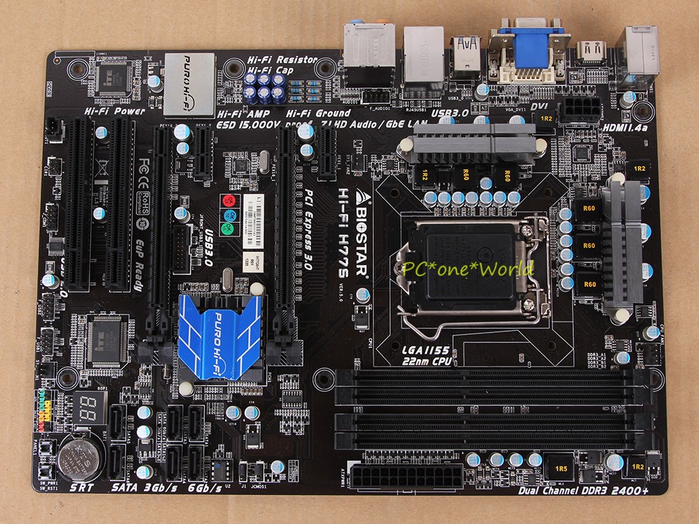 BIOSTAR Hi-Fi H77S motherboard Socket 1155 DDR3 Intel H77 100% working
