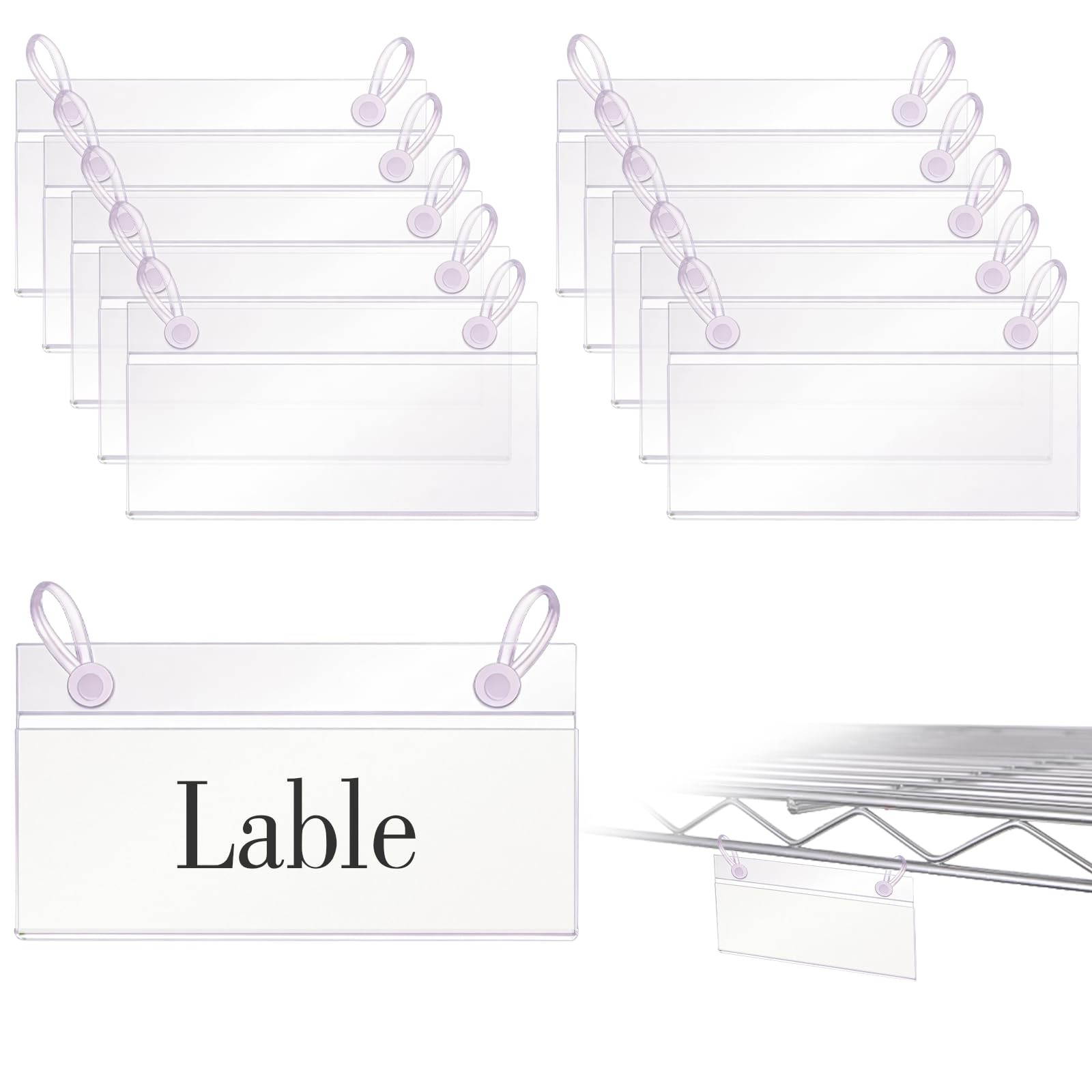 Basket Label Holders, 20PCS Plastic Basket Label Clips with Easy Button Lock ...
