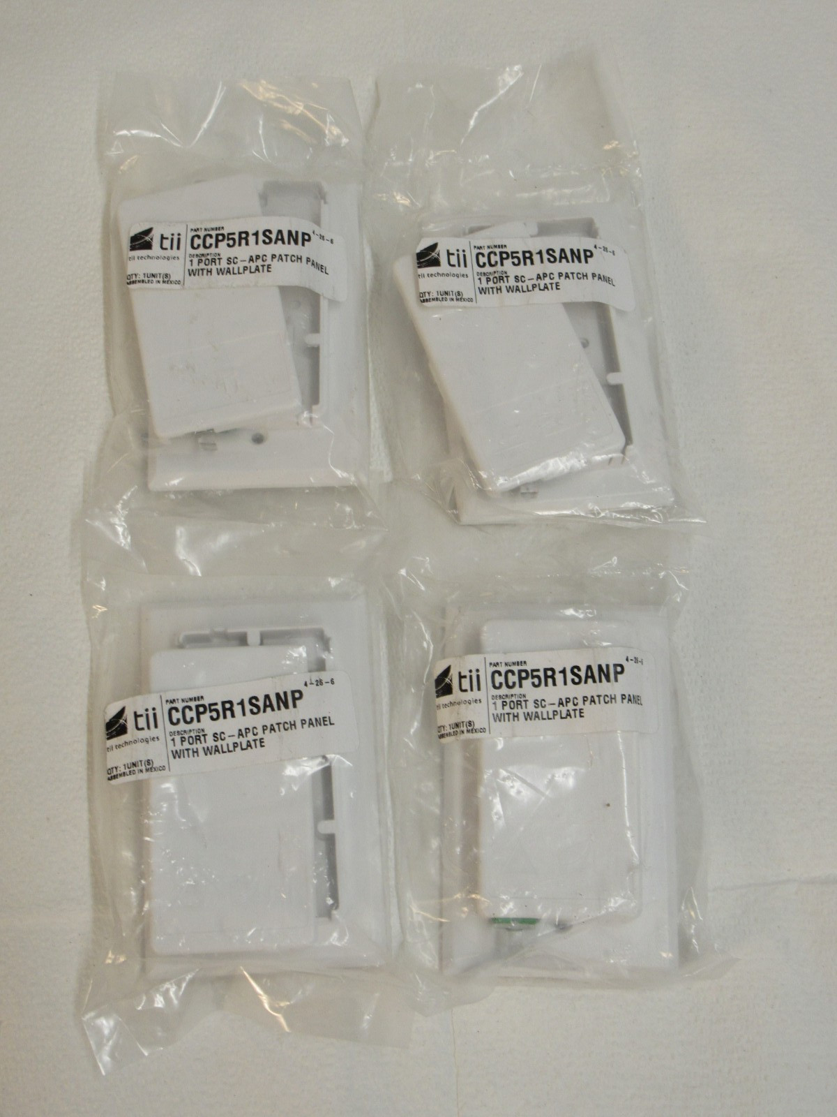 Tii Technologies CCP5R1SANP 1 Port SC-APC Fiber Patch Panel & Wallplate Lot of 4