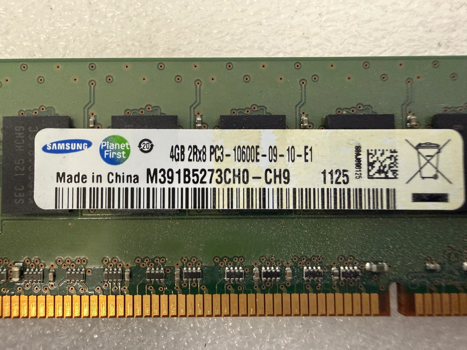 Samsung 4GB DDR3 ECC Unbuffered RAM PC3-10600E M391B5273CH0-CH9