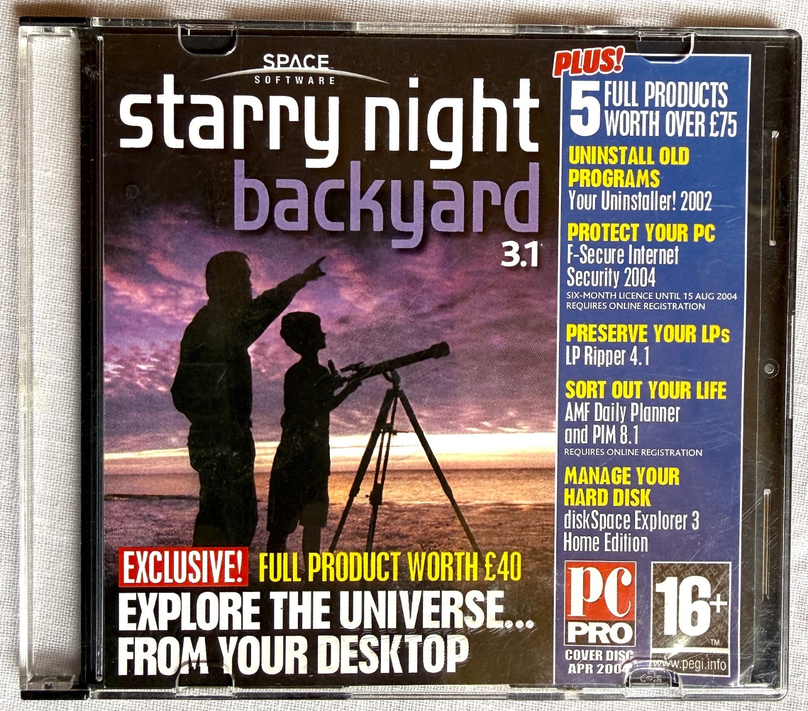 Starry Night Backyard 3.1 PC Pro Disc 2004 Plus 7 More Programs for Windows