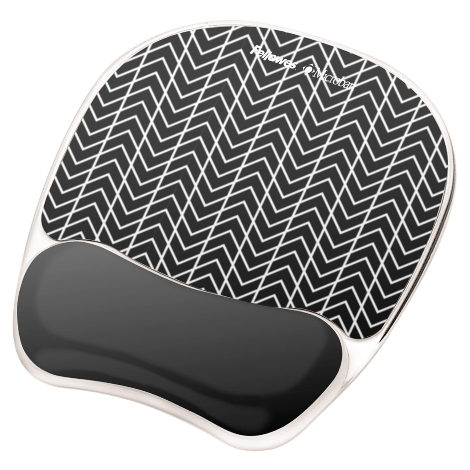 Fellowes Photo Gel Mouse Pad Wrist Rest with MICROBAN - Black Chevron (9549901)