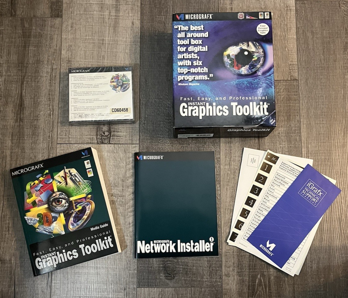 Micrografx Instant Graphics Toolkit Windows 95 NT Big Box Software Sealed CDs