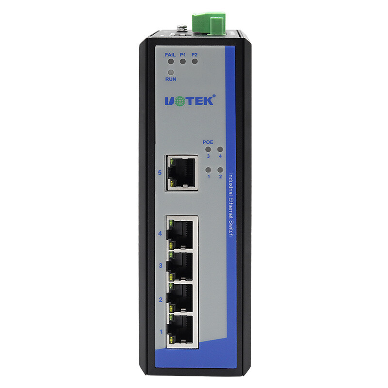 UOTEK Industrial 5 Ports 10/100M RJ45 2 Layer Managed Ethernet POE Switch IP40