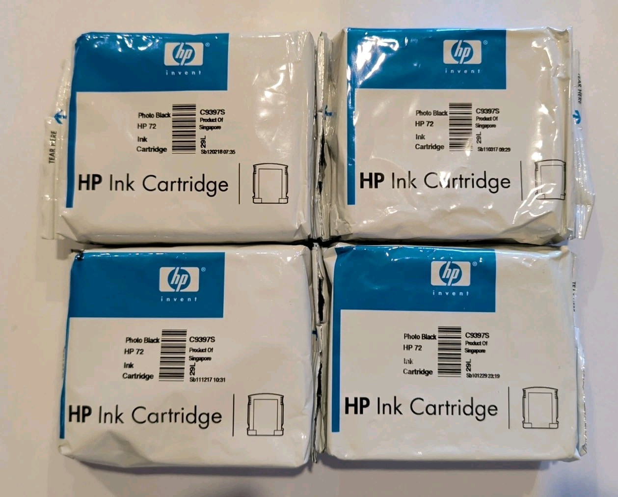Photo Black GENUINE HP 72 DesignJet Ink Cartridges Lot of 4 SEALED 