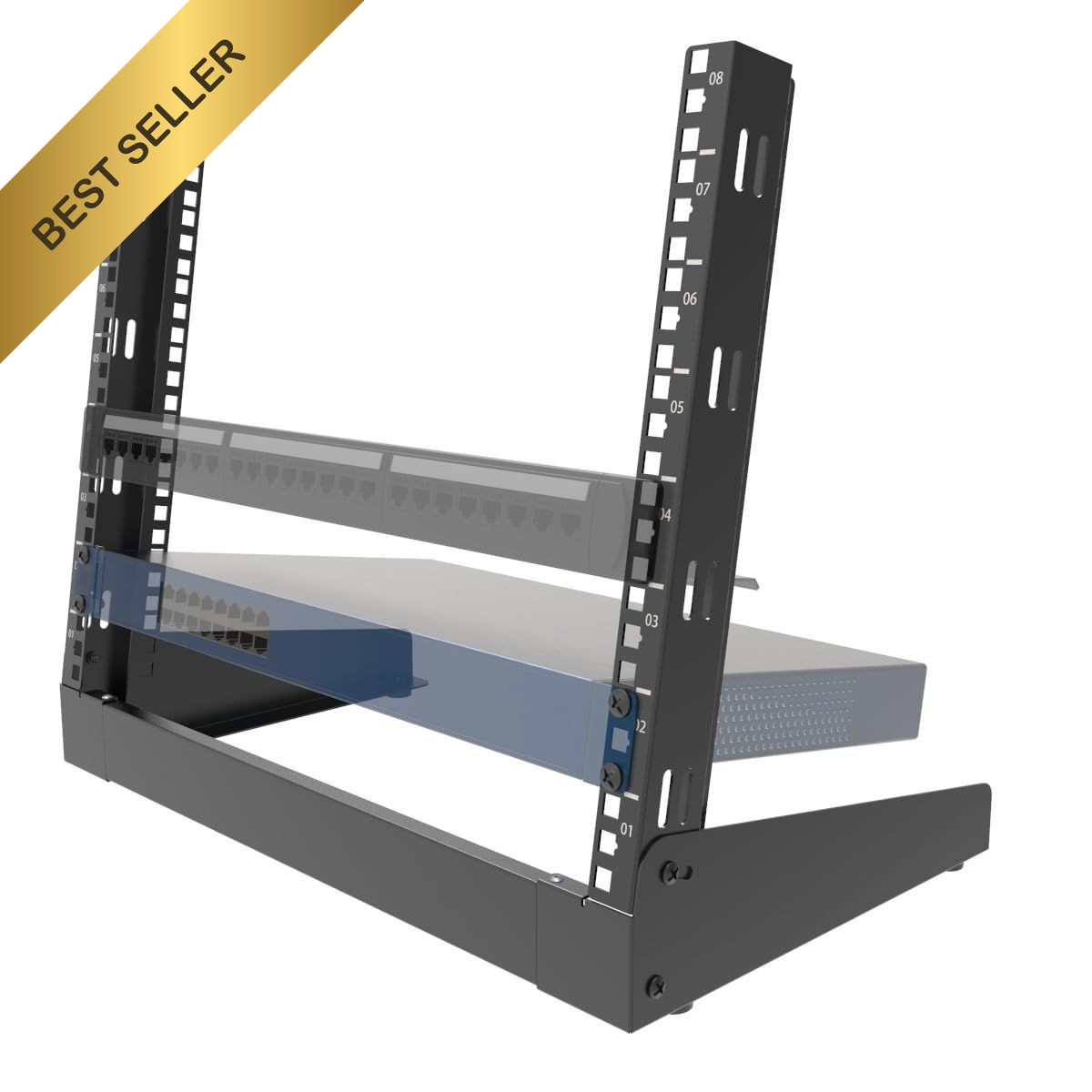 8U Desktop Server Rack 2 Post Free Standing Tabletop 19 Inch Network Open Frame