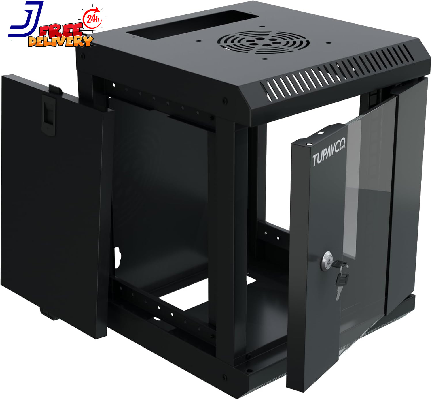 10 Inch Mini Network Rack Cabinet 6U Vented W/Glass Door 9 in Depth Server