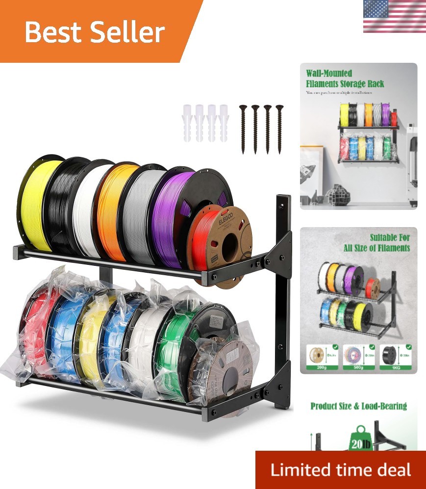 Wall Mount Filament Storage Rack- Wall Mount 3D Printer Filament Storage Rack...
