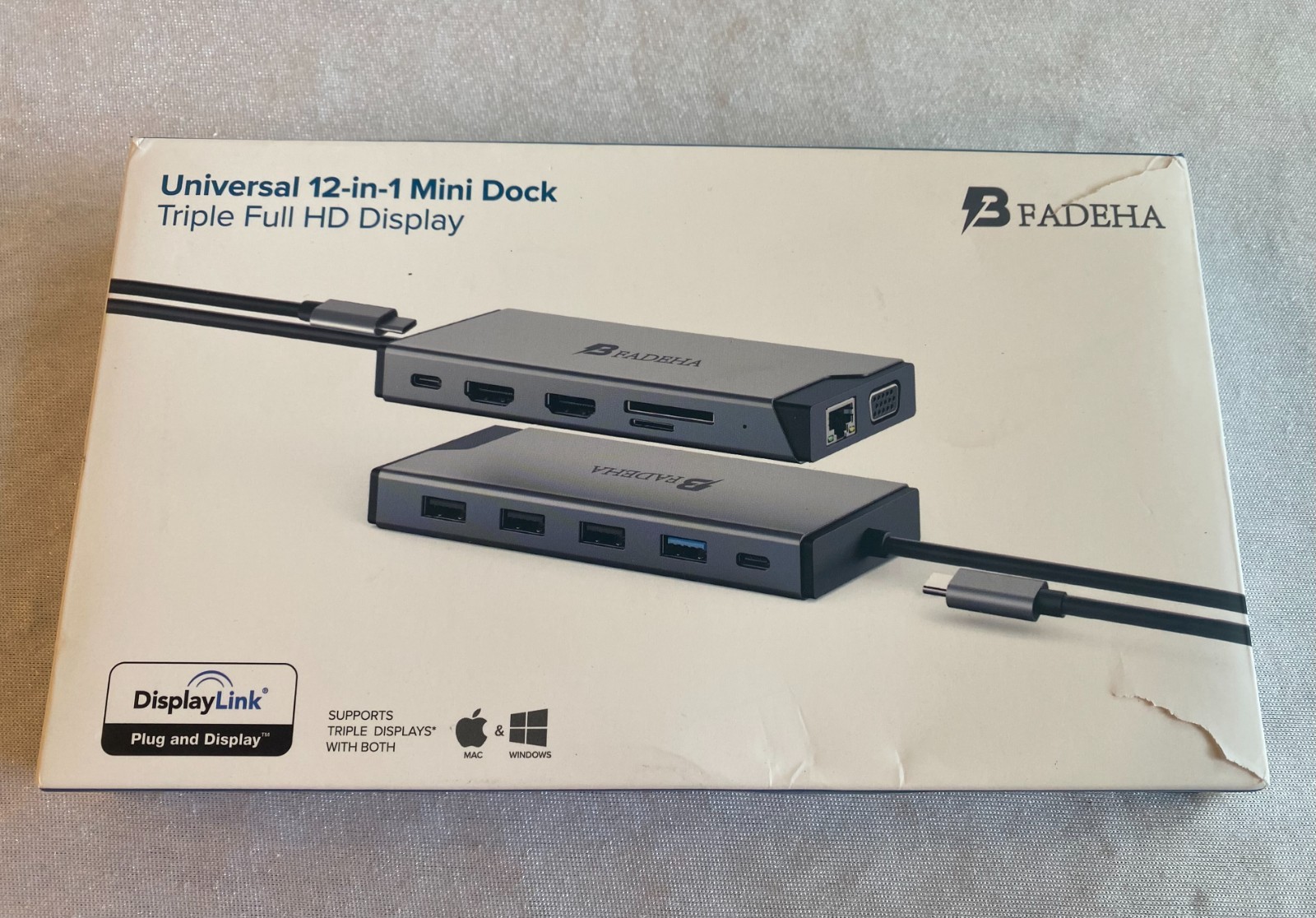 BFADEHA Universal 12-in-1 Mini Dock Triple Full HD Display